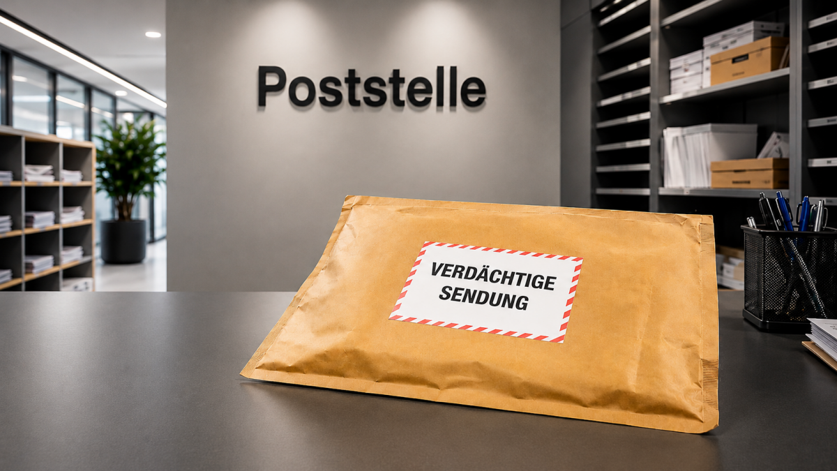 Auffällige Postsendung bei der Sicherheitsprüfung im Posteingang
